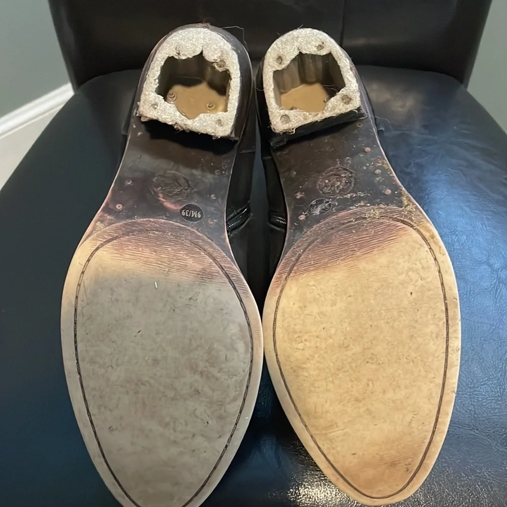 Women's Lucky Brand Leather And Suede Heeled Booties Size 9